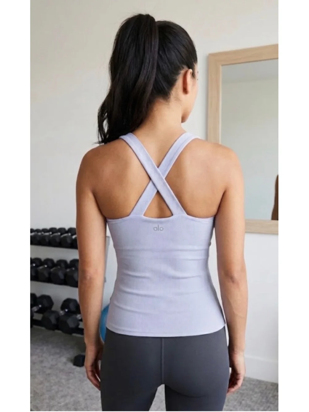 Women's Alo Yoga Elevate Ribbed Tank Top Light Blue/Lavender Size L